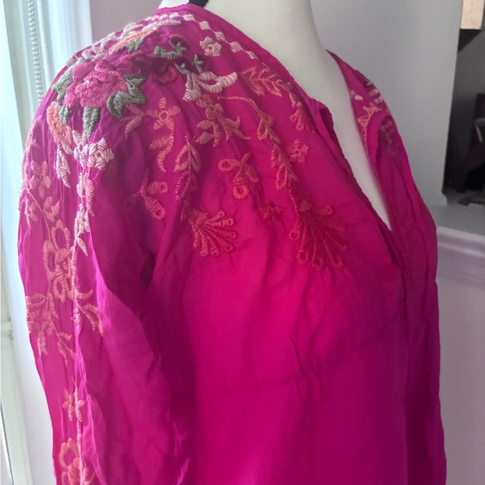 Johnny Was Cotton Embroidered Tunic Top